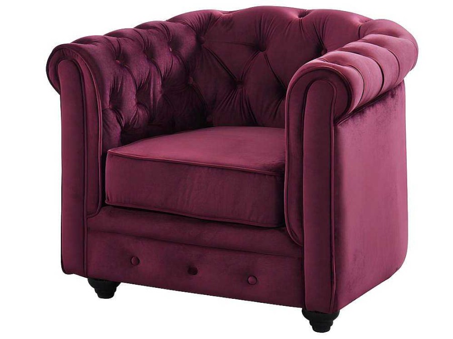 Vente-unique Fauteuil Stof Fluweel / Suedine | Set Van 2 Fauteuils Chesterfield - Fluweel Paars