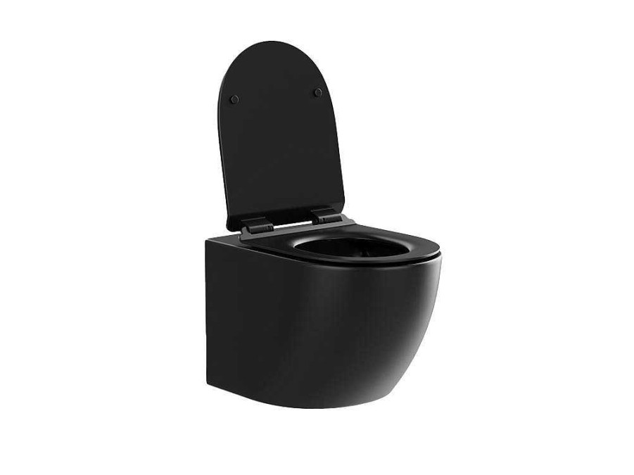 Vente-unique Hangend Toilet | Pakket Zwevend Toilet Met Sierframe - Matzwart - Javoine