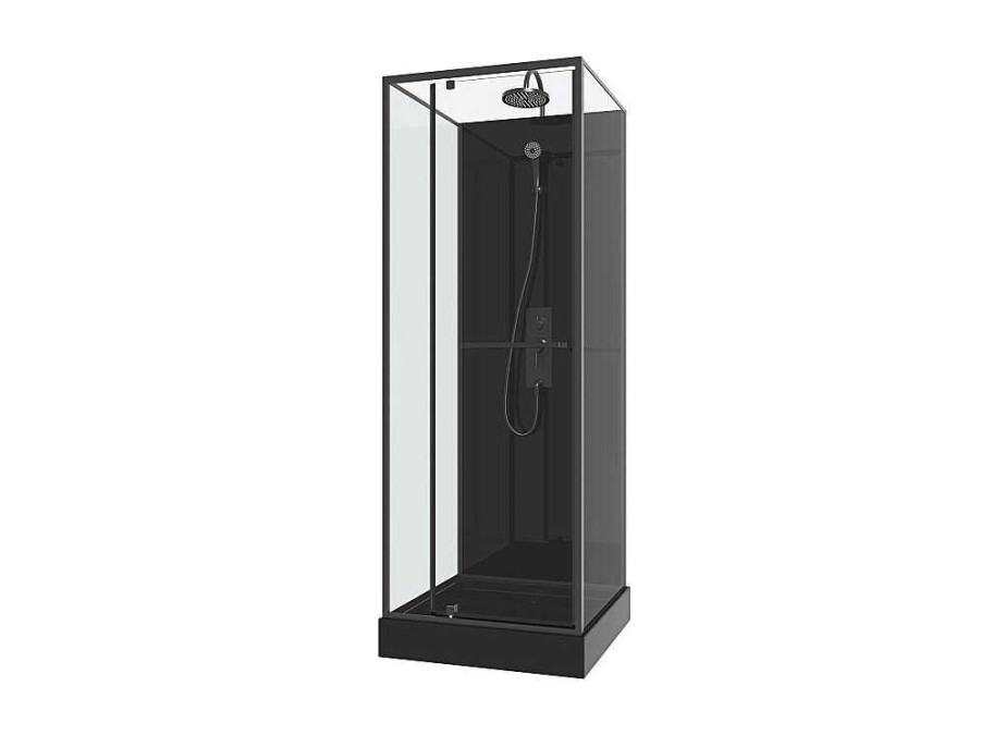 Shower & Design Douchecabine | Douchecabine Met Omkeerbare Plaatsingsrichting En Aanpasbare Hoogte - Zwart - L90 X B90 X H213/232 Cm - Damilu