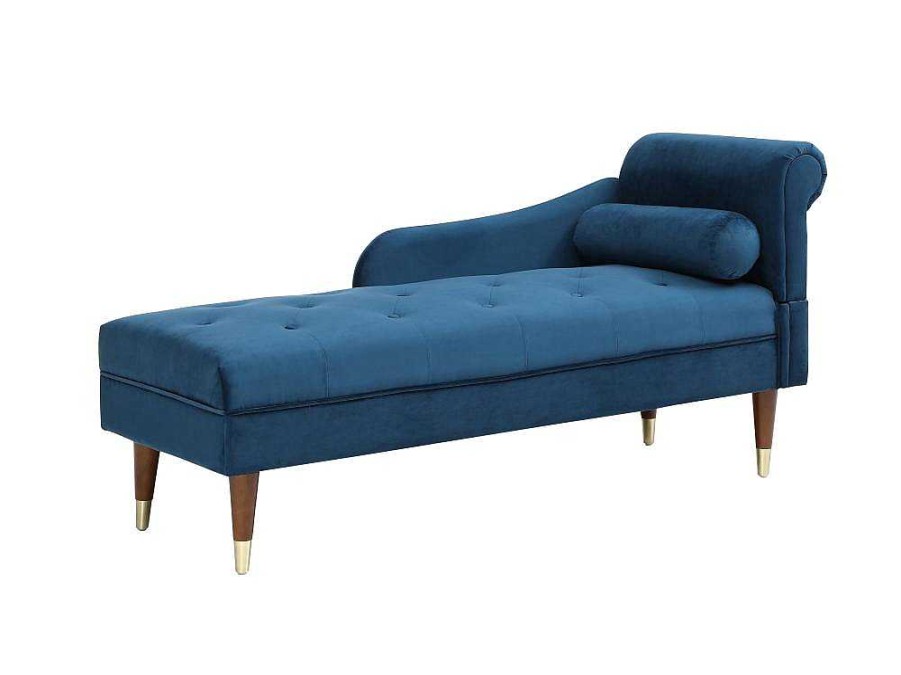 Vente-unique Chaise Longue | Chaise Longue Links Van Blauwgroen Velours Umari