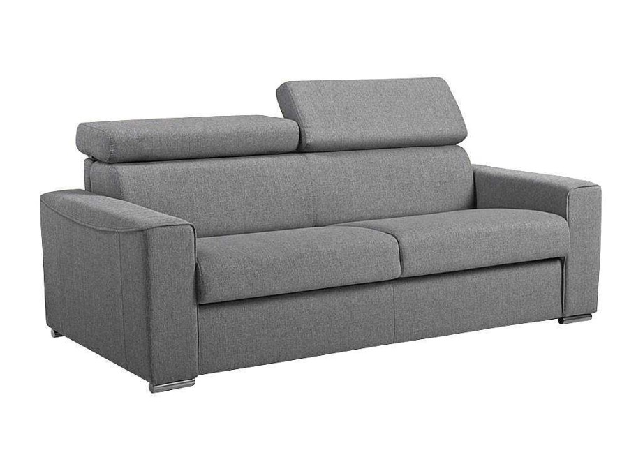 Vente-unique Speciale Modellen Zitbanken & Fauteuils | Driezits Express Bedbank Vizir Van Stof - Grijs - Slaapafmeting 140 Cm - Matras 18 Cm