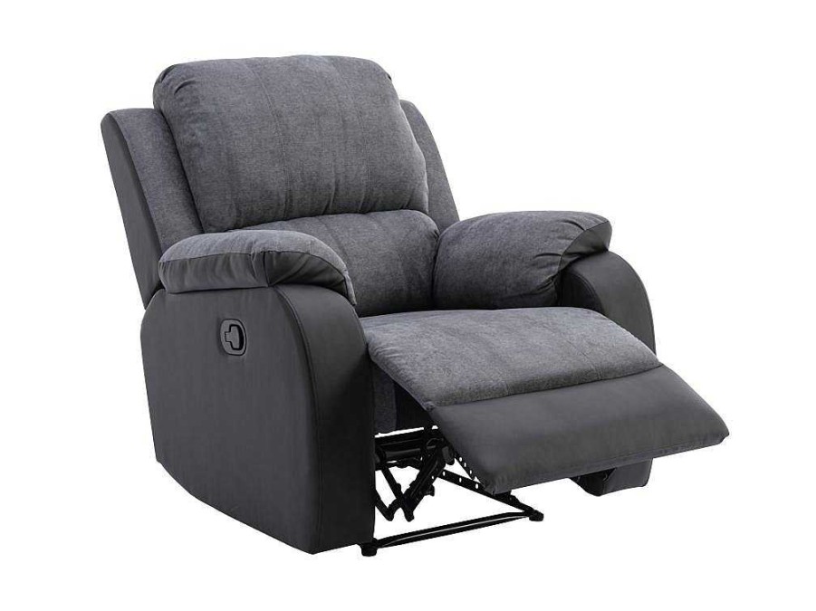 Vente-unique Relaxfauteuil | Relaxfauteuil Van Microvezel En Grijs En Zwart Kunstleer Brody