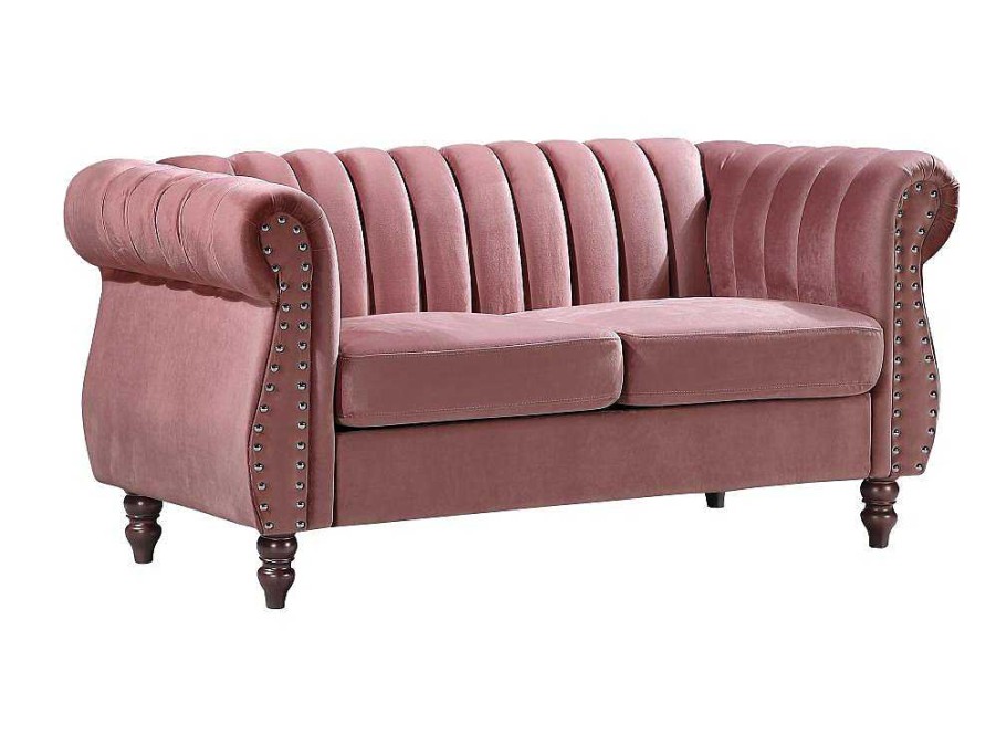 Vente-unique Tweezitsbank | Tweezits-Chesterfield-Bank Van Oudroze Velours Trumbo