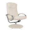 Vente-unique Fauteuil Kunstleer | Siena Relaxfauteuil Met Kruk, Creme-Wit