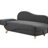 Vente-unique Chaise Longue | Slaapbank Van Antraciete Stof Met Opbergruimte - Hoek Rechts - Penelope