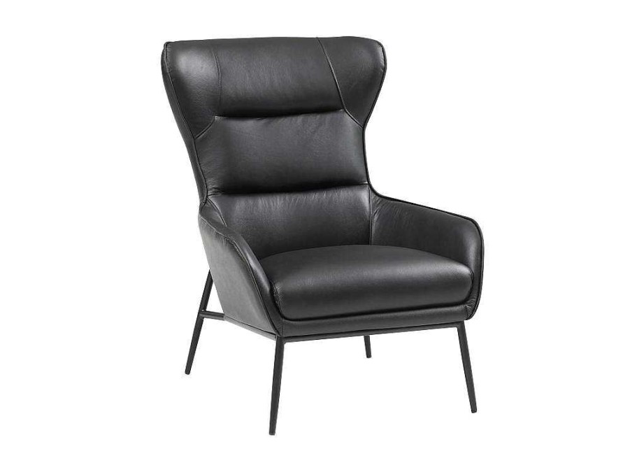 LINEA SOFA Fauteuil Leer | Fauteuil Van Zwart Buffelleder Dinnia