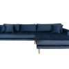 House Nordic Vierzitsbank | Lido Bank Met Chaise Longue Rechts Velours Donker Blauw.