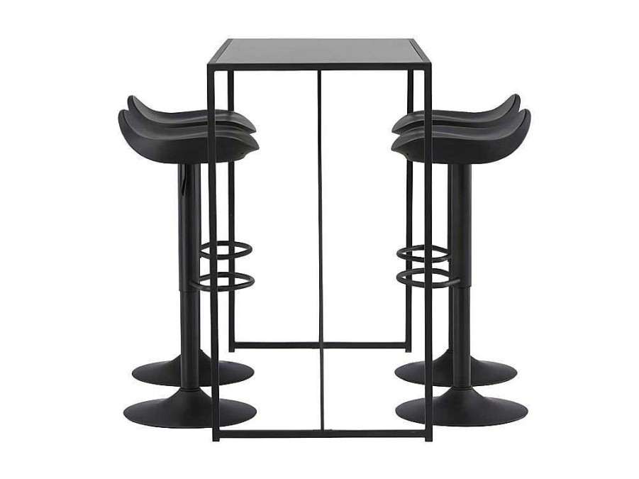 Vente-unique Barmeubel | Brea Barmeubelset Bartafel Zwart En 4 Adesto Barstoelen Zwart.