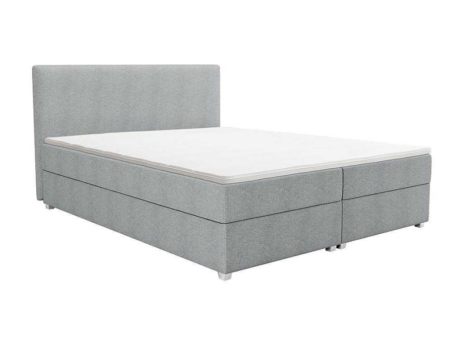 Ysmée Boxspringbed | Complete Set Met Boxspring En Hoofdbord + Bedbodem + Matras + Topmatras - 180 X 200 Cm - Stof - Lichtgrijs - Onan Van Ysmee