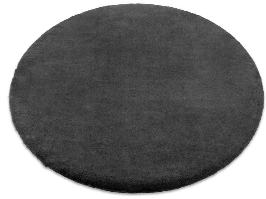 RugsX Tapijt Rond | Tapijt Bunny Rond Anthracytkleuring Imitatie Konijnenvacht Cercle 140 Cm