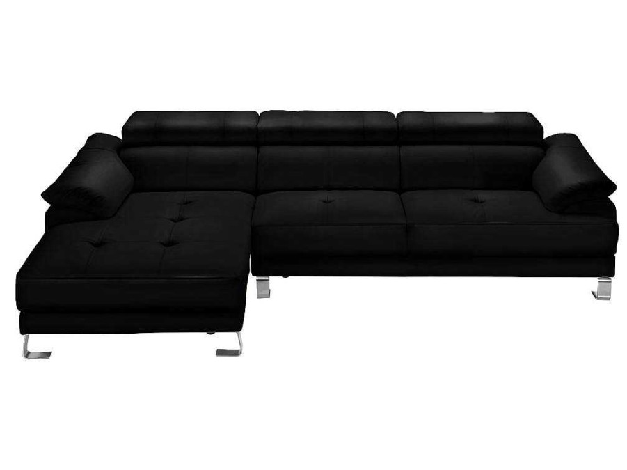 LINEA SOFA Leren Zitbank | Hoekbank Van Hoogwaardig Leer Excelsior Ii - Zwart - Hoek Links