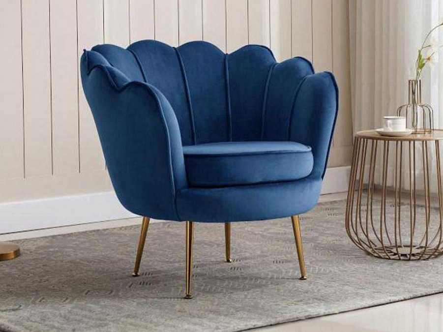 PASCAL MORABITO Fauteuil Stof Fluweel / Suedine | Fauteuil Van Fluweel Dandelion - Donkerblauw - Van Pascal Morabito