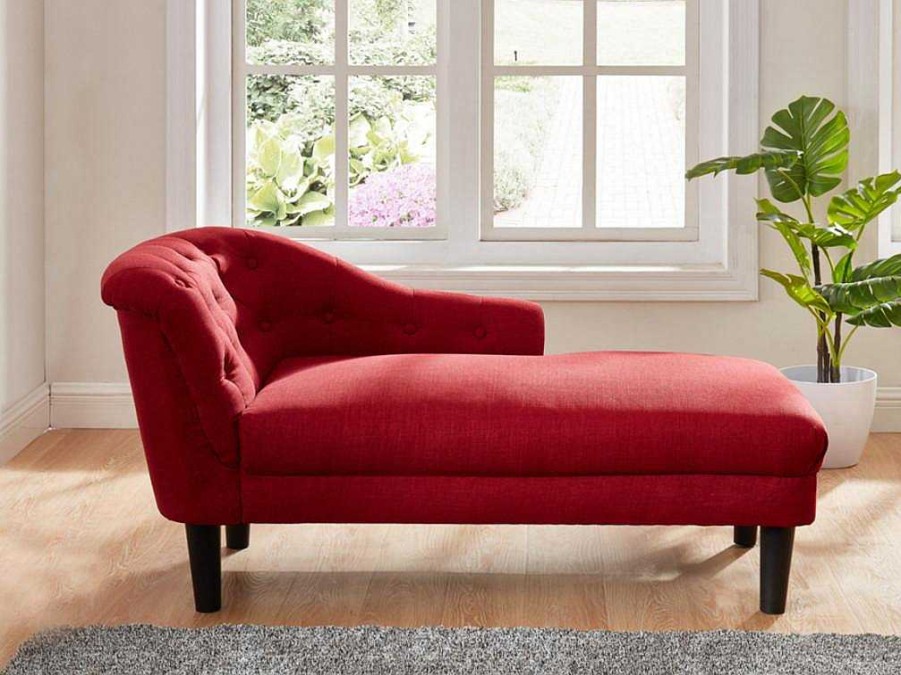 Vente-unique Chaise Longue | Chaise Longue - Hoek Rechts - Anouk Van Stof - Rood