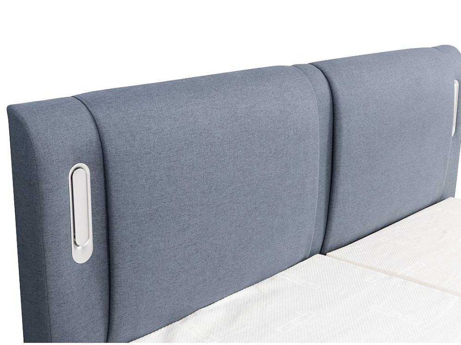 Palacio Elektrisch Relaxatiebed | Set Boxspring + Hoofdbord Met Ledlampjes + Elektrische Relaxbedbodems + Matras + Topmatras - 2 X 90 X 200 Cm - Blauwe Stof - Astemi Van Palacio