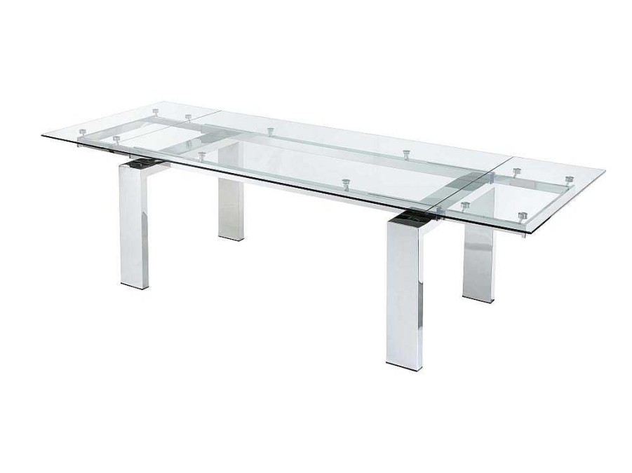 Vente-unique Eettafel | Uitschuifbare Eettafel Lubana - Gehard Glas En Metaal - 8 Tot 10 Personen