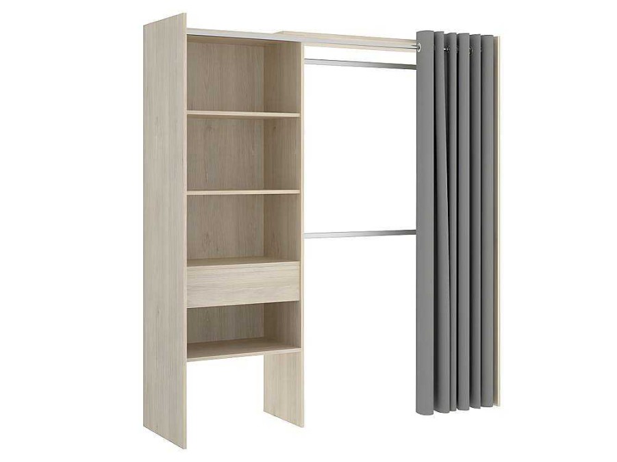 Vente-unique Kledingkast | Verstelbare Kledingkast Gontran - L164 / 214 Cm - Eiken En Grijs