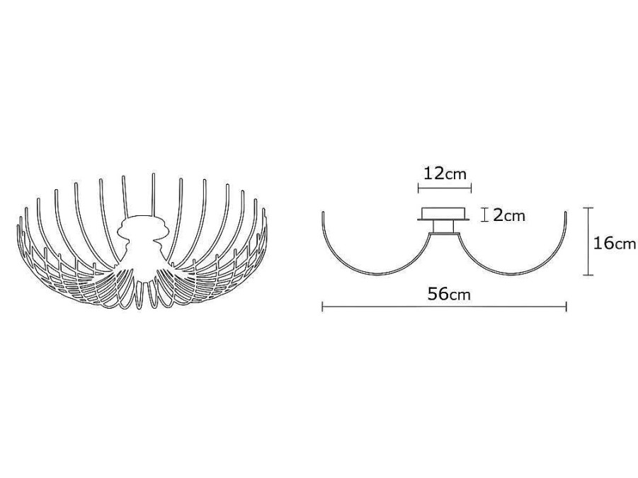 Vente-unique Plafondlamp | Plafondlamp Aspendos - D.56 X H. 16 Cm - Zwart