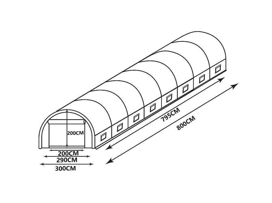 EXPERTLAND Tuinkas | Tunnelkas Met Stalen Structuur Ipomea 24M - L800 X B300 X H200 Cm