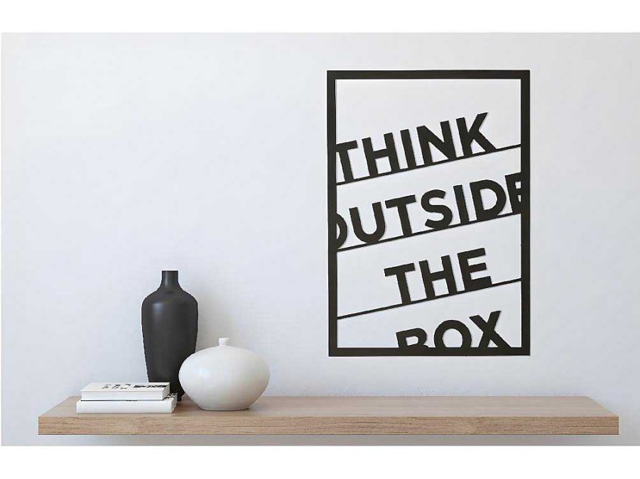 EPIKASA Decoratieve Wandplaat | Metalen Decoratie Think Outside The Box 2, Zwart, 50X1,5X70 Cm, Epikasa