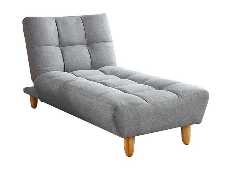 Vente-unique Chaise Longue | Chaise Longue Klik-Klak Van Stof - Grijs