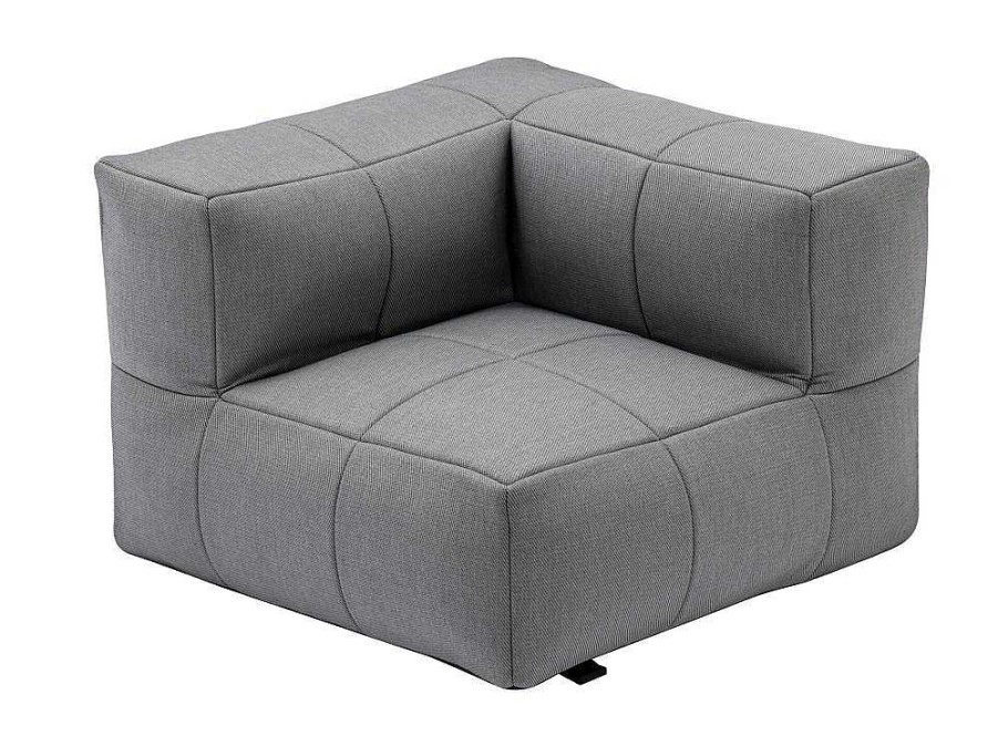 MYLIA Loungeset | Moduleerbare Tuinzithoek 5 Plaatsen Van Stof: 3 Fauteuils, 1 Hoek, 1 Poef En 1 Salontafel - Antraciet - Livai Van Mylia