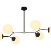 OZAIA Hanglamp | Metalen Plafondlamp Met 6 Bollen Damar - L. 100 X H. 52 Cm - Zwart En Goudkleurig