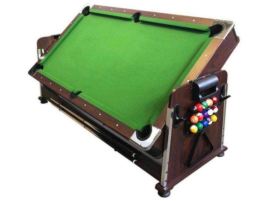 ELITESHOPPING Spel Voor Binnen | Biljarttafel 7 Voet Multi-Game Groen Air Hockey + Tennistafel Stark