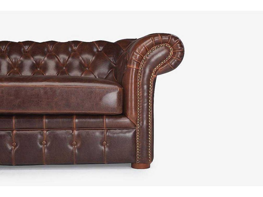 Vente-unique Leren Zitbank | Driezitsbank Chesterfield Clotaire Van 100% Leer Met Lived-In Aspect