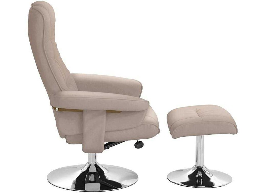 Loft24 Fauteuil Leer | Relaxfauteuil + Kruk Cappucino