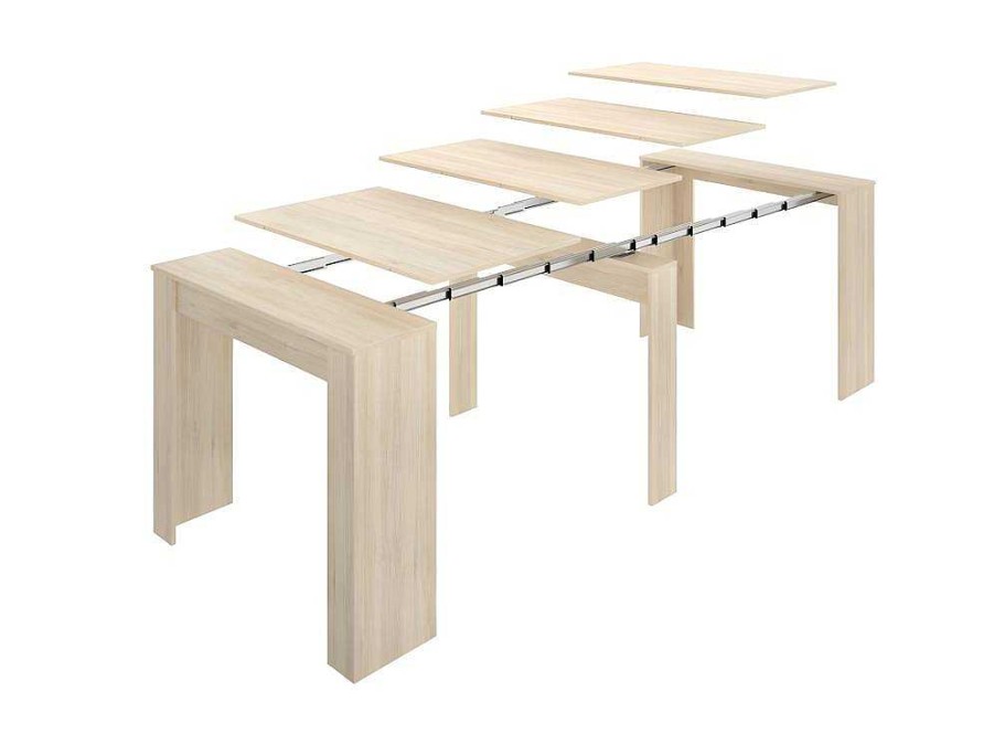 Vente-unique Sidetable | Uittrekbare Sidetabletafel Onega - 10 Personen - 4 Verlengstukken - Kleur: Eiken