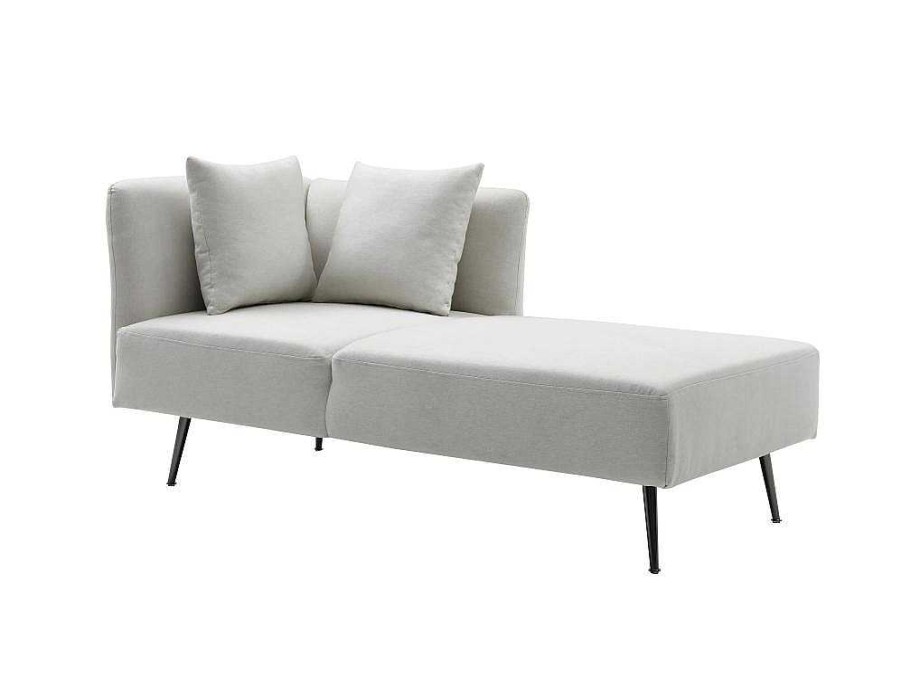 Vente-unique Chaise Longue | Chaise Longue Rechts Van Cremekleurige Stof Napasa