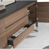 Angel Cerda Buffetkast | Walnoot Dressoir Met Zwart Glazen Blad 3060 Angel Cerda