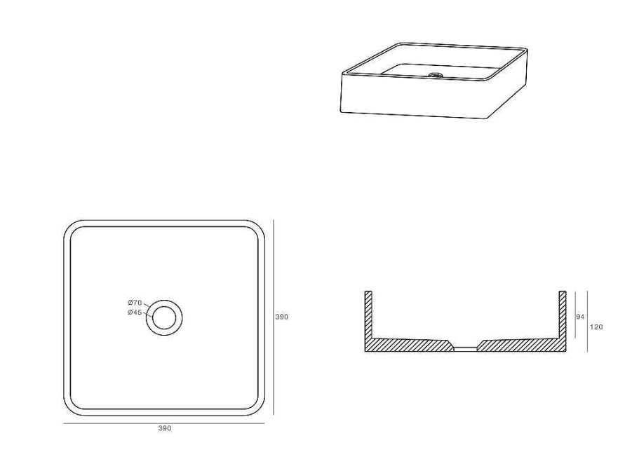 Shower & Design Wastafel | Vierkante Wastafel Om Te Plaatsen Van Terrazzo - L39 X B39 Cm - Stochi