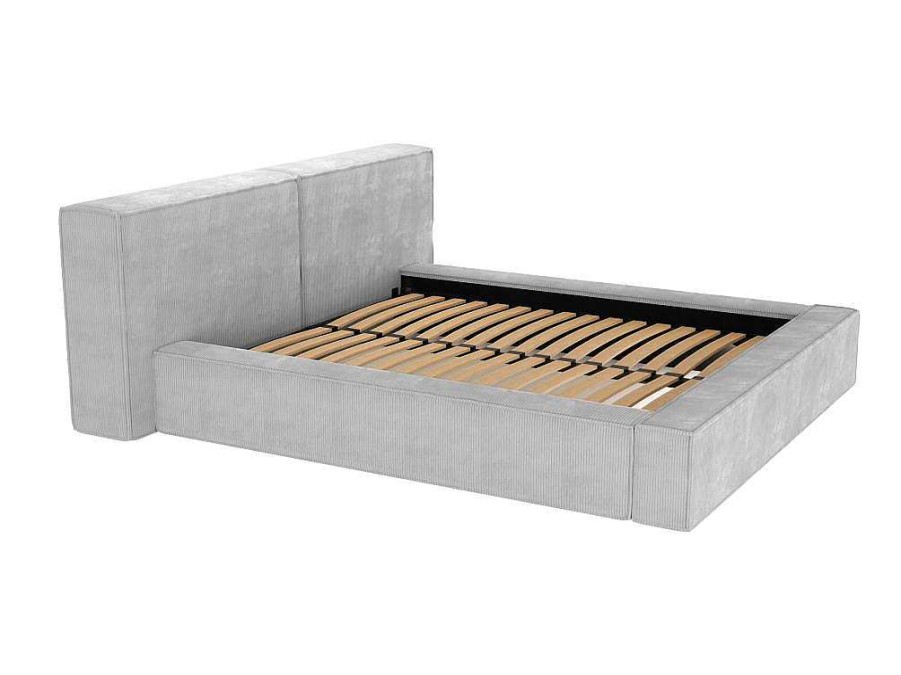 PASCAL MORABITO Fluwelen Bed | Bed Met Opbergruimte 180 X 200 Cm - Ribfluweel - Lichtgrijs - Timano - Van Pascal Morabito