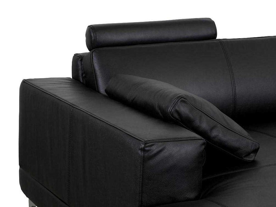 LINEA SOFA Xxl Hoekbank | Xxl Zevenzitsbank Hoogwaardig Leer Donatello Ii - Zwart - Hoek Links