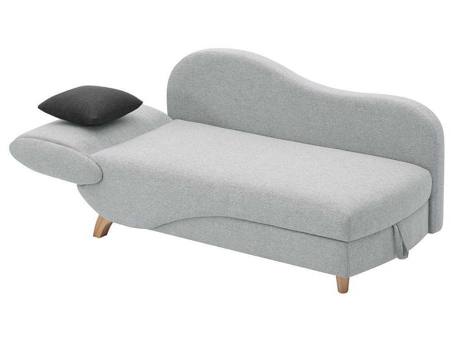 Vente-unique Chaise Longue | Slaapbank Van Lichtgrijze Stof Met Opbergruimte - Hoek Rechts - Penelope