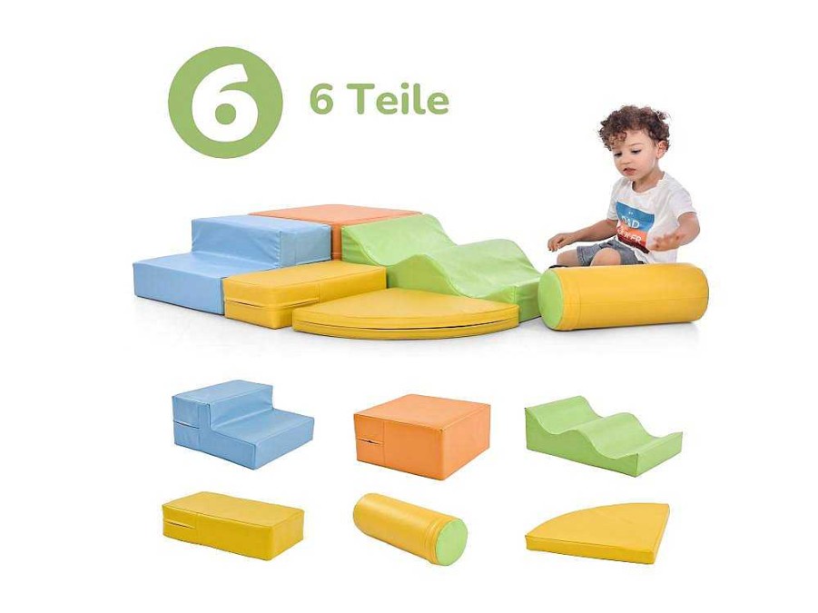 Vente-unique Spel Voor Binnen | 6 Gigantische Bouwstenen Voor Hardlopen En Klimmen, Grote Bouwstenen Voor Kinderen. Trappen En Glijbaan Voor Kinderen - Speelgoed Om Te Klimmen, Glijden En Kruipen. Voor Kleuters En Baby'S, Zachte, Kleurrijke Bouwstenen.