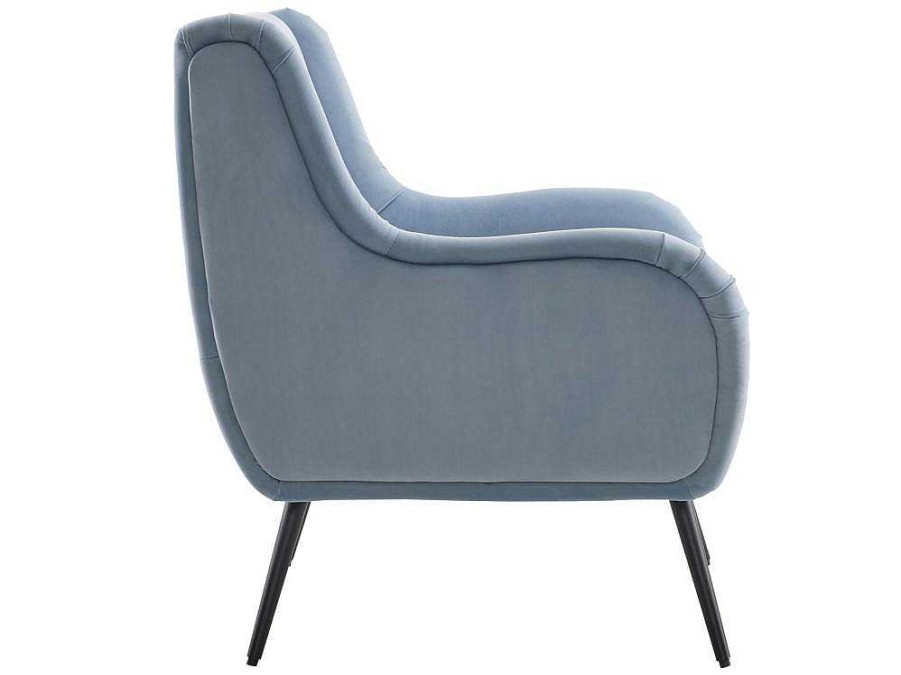 ModernLuxe Fauteuil Stof Fluweel / Suedine | Moderne Loungestoel - Enkele Bank Met Armleuningen - Metalen Poten - Hemelsblauw