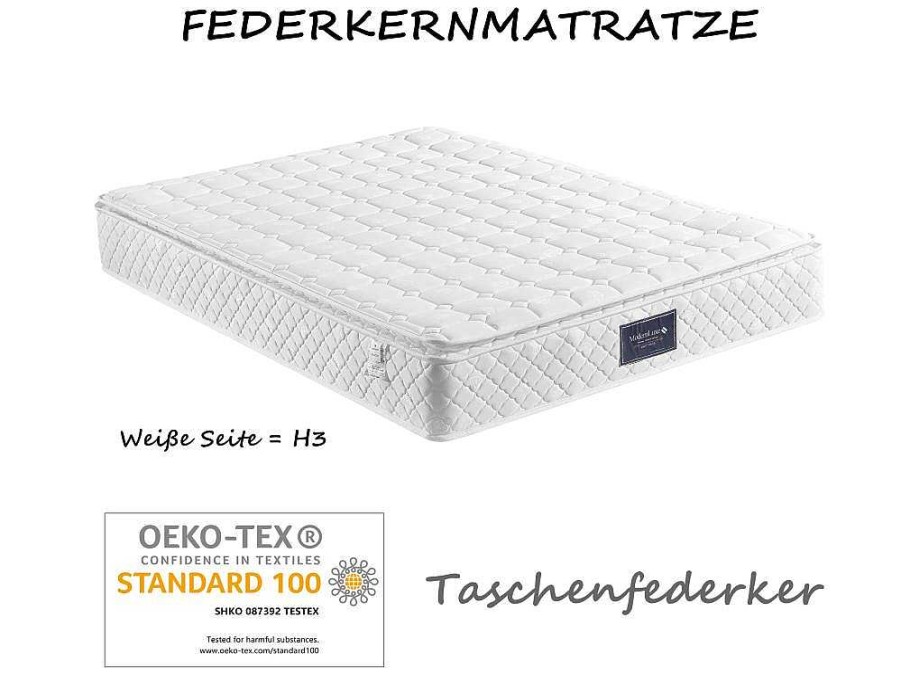 Vente-unique Latex Matras | 140 X 200 Cm Matras Met 7-Zone Pocketveren En Hr-Foam, 25 Cm Dik - Merax