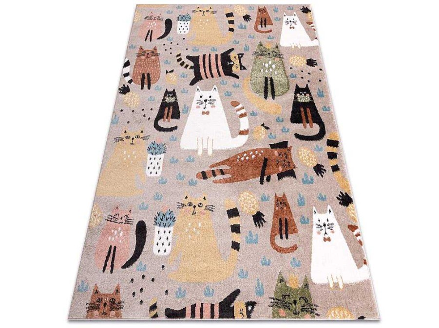 RugsX Kindervloerkleed | Tapijt Fun Kittens Voor Kinderen, Katten Beige 200X290 Cm