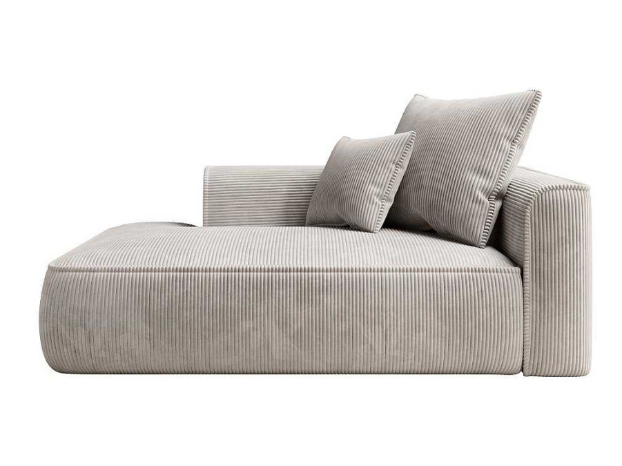 Vente-unique Chaise Longue | Chaise Longue Met Hoek Links Van Beige Ribfluweel Pineta