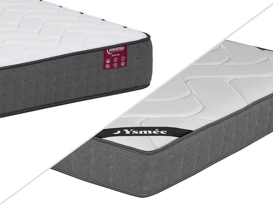 Ysmée Set Matras En Lattenbodem | Set Bedbodem + Matras Met Pocketveren En Vormgeheugen Babylone Van Dreamea 23 Cm Dik - 180 X 200 Cm