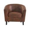 Vente-unique Fauteuil Met Holle Rugleuning | Fauteuil Van Microvezel - Oud Bruin - Cristobal Ii