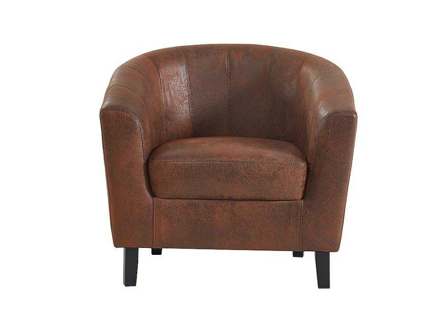 Vente-unique Fauteuil Met Holle Rugleuning | Fauteuil Van Microvezel - Oud Bruin - Cristobal Ii