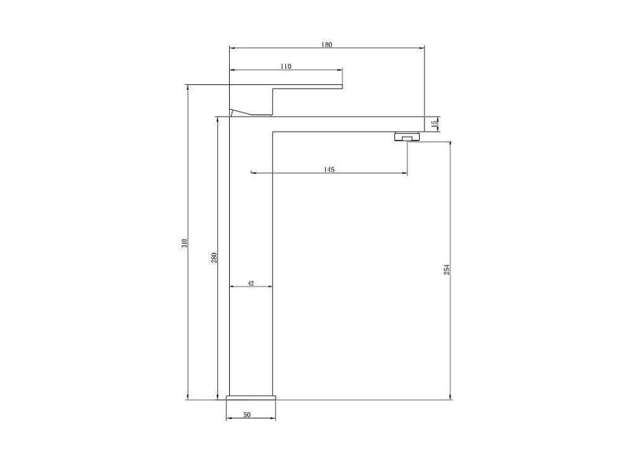 Shower & Design Kraan | Mechanische Mengkraan Met Vierkante Vorm Van Geborsteld Roestvrij Staal - Mat Zwart, H31 Cm - Canilas