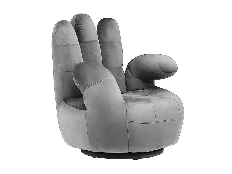 Vente-unique Handstoel | Draaibare Fauteuil Hand Catchy Van Fluweel - Antraciet