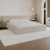 PASCAL MORABITO Fluwelen Bed | Bed Met Opbergruimte 160 X 200 Cm - Ribfluweel - Beige + Matras - Timano