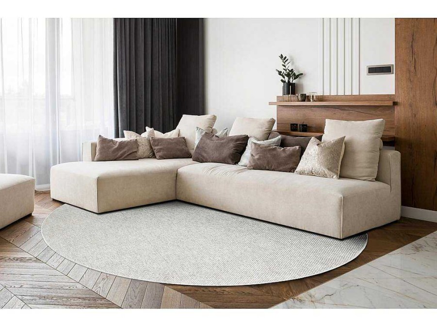 RugsX Tapijt Rond | Vloerkleed Casablanca Plus Rond Creme Eenkleurig, Lus Cercle 80 Cm