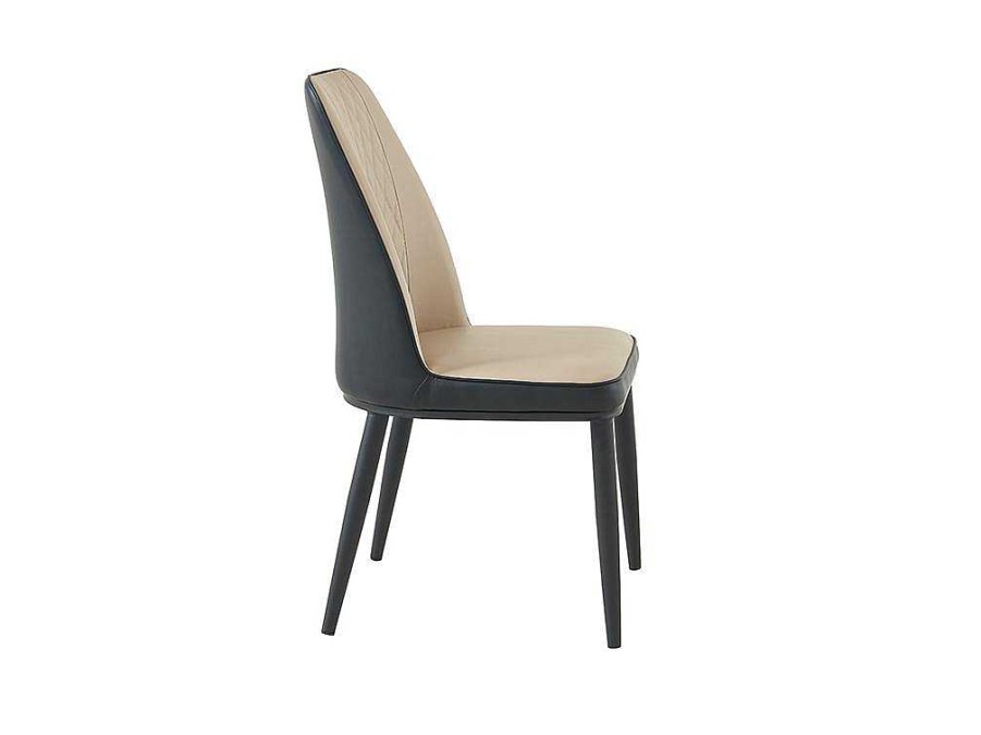 Vente-unique Stoel | Set Van 2 Stoelen In Kunstleer En Metaal - Beige En Antraciet - Mildura