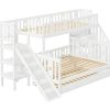 ModernLuxe Kinderbed Stapelbed | Stapelbed 90X200 + 140X200 Cm - Massief Hout - Met Glijbaan, Plank En Onderschuifbed - Wit